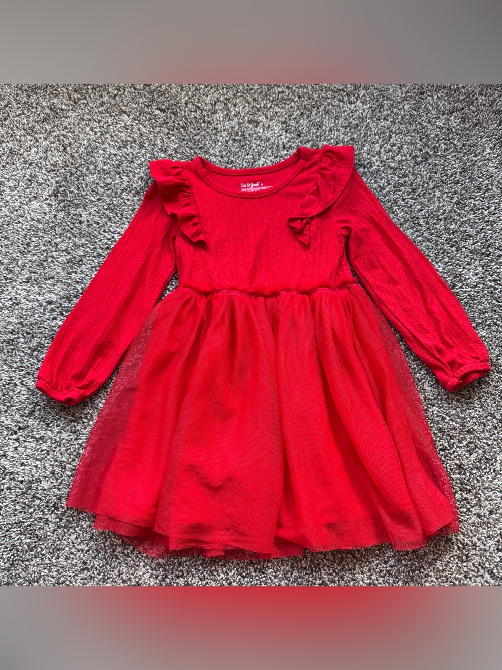 Cat & Jack Red Long-Sleeve Tulle Dress for Girls